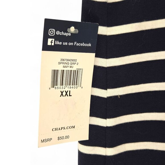 Chaps Womens Navy & White Striped Cotton Top  Square Neck XXL - Picture 9 of 11